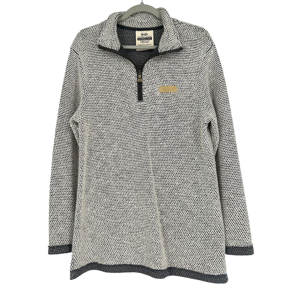Jadelynn Brooke 1/4 Zip Boyfriend Pullover Sweater Gray Long Sleeve Size M